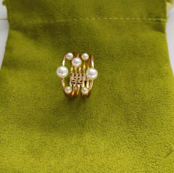 Tory Burch Moondance Pearl Ring Size 6.5 - Picture 5 of 6